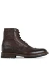 Green George Leather Brogue Ankle Boots In Brown