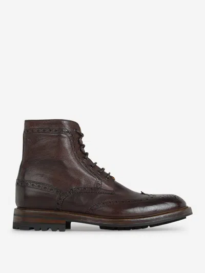 Green George Leather Brogue Ankle Boots In Contrast Sole