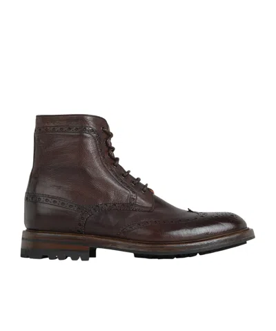 Green George Leather Checked Booties In Black
