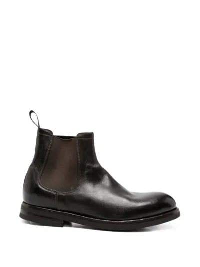 Green George Leather Chelsea Boots In Brown