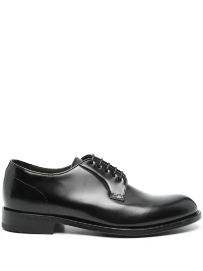 Green George Leather Derby Shoes In Black