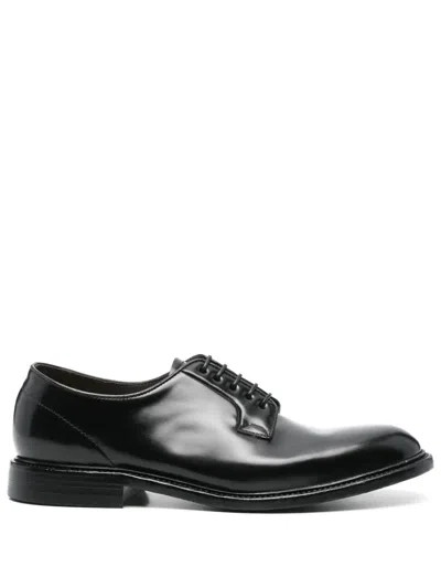 Green George Leather Derby Shoes In Black