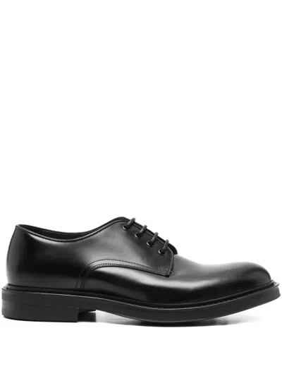 Green George Leather Derby Shoes In Black