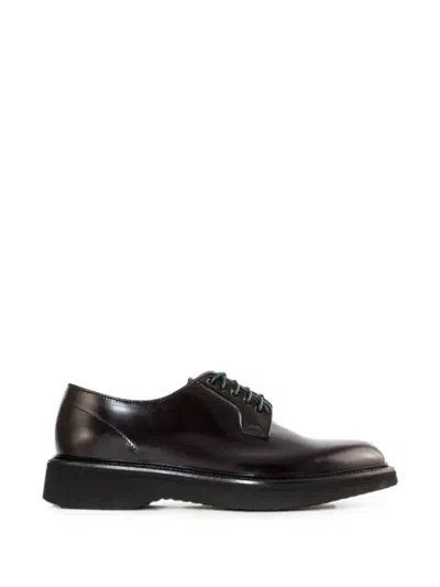 Green George Leather Derby Shoes In Animal Print