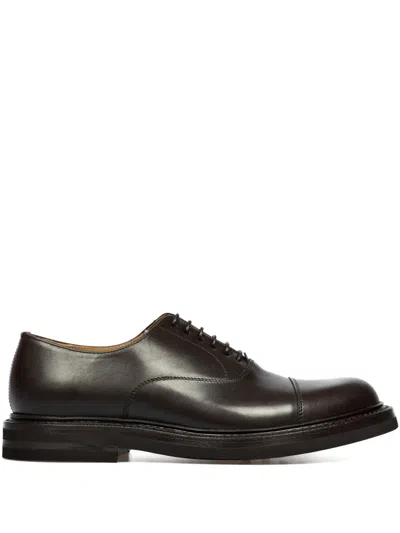 Green George Leather Derby Shoes In Brown
