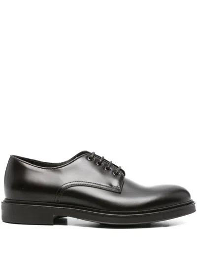 Green George Leather Derby Shoes In Brown