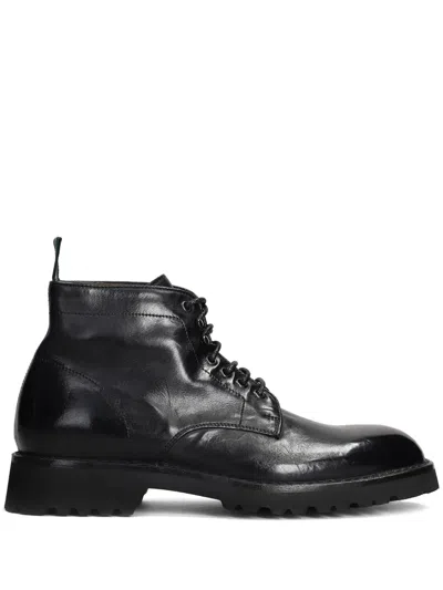 Green George Leather Lace-up Boots In Black