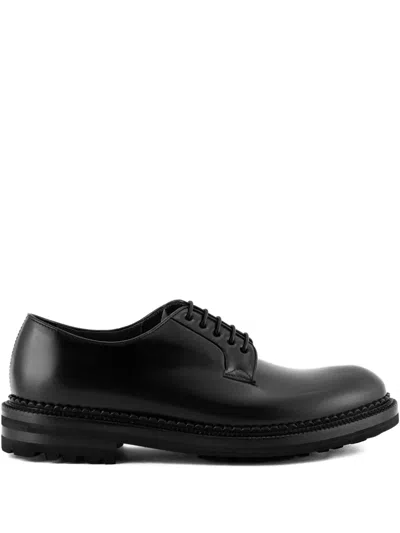 Green George Leather Lace-up Derby Shoes In Black
