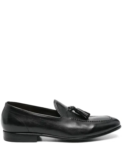 Green George Leather Loafers In Black