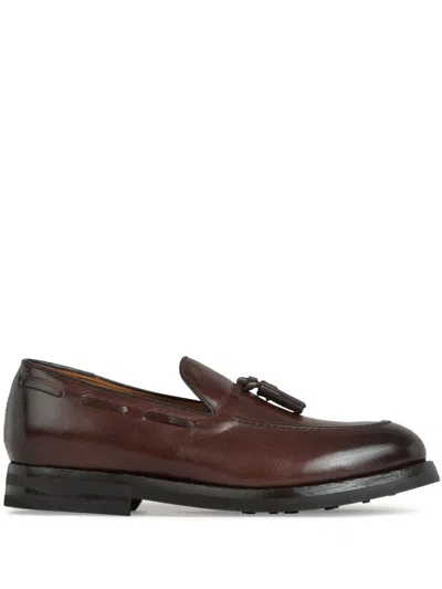 Green George Leather Loafers In Braun