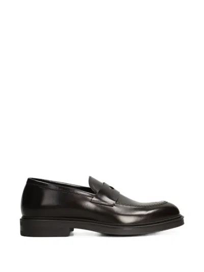 Green George Leather Penny Loafers In Multi