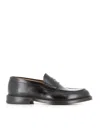 Green George Penny Leather Loafers In Brown