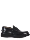 Green George Black Brushed Leather Loafer In Nero