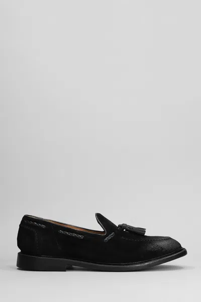 Green George Loafers In Black Suede