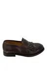 Green George Brown Unlined Suede Moccasin With Tassels In Brown