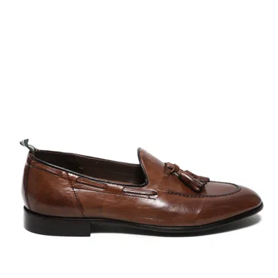 Green George Moccasin With Tassels In Tan Leather In Brown