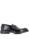 Green George Penny Leather Loafers In Black