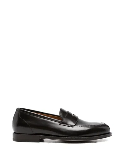 Green George Penny-slot Loafers In Black