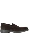 Green George Penny Suede Loafers In Brown