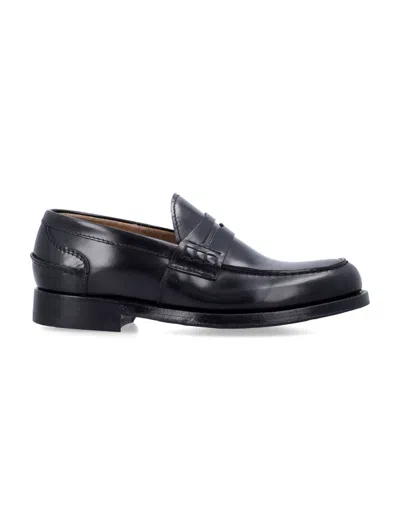 Green George Sophisticated Loafers In Polished Leather In Black