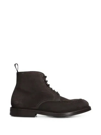 Green George Suede Apron-toe Boots In Brown