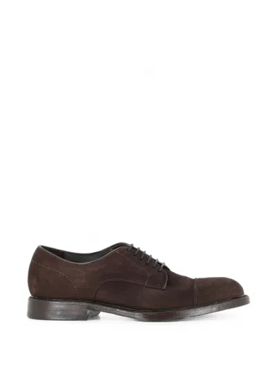 Green George Suede Cap-toe Lace-up Derby Shoes In Brown