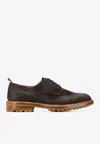 Green George Dark Brown Leather Lace Up Shoes In Brown