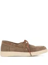 Green George Suede Lace-up Boat Shoes In Multi