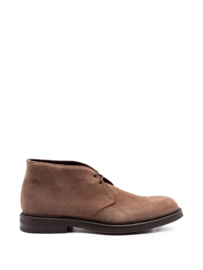 Green George Suede Lace-up Ankle Boots In Brown