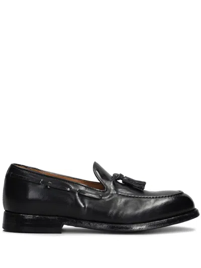 Green George Tassel Leather Loafers In Black