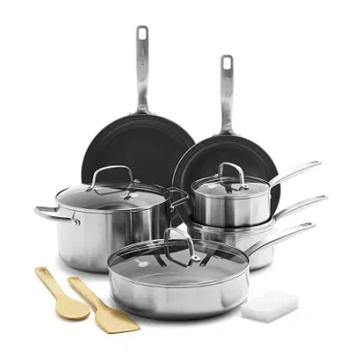 Green Pan Greenpan Chatham Healthy Tri-ply Stainless Steel Ceramic Non-stick 12-pc. Cookware Set In Gray