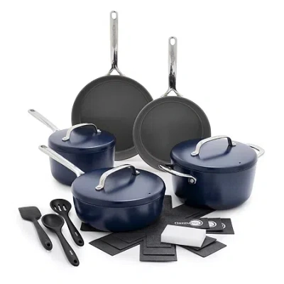 Green Pan Greenpan Gp5 Ceramic Non-stick 15-pc.cookware Set In Blue