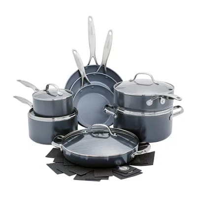Green Pan Greenpan Valencia Pro Healthy Hard Anodized Ceramic Non-stick 13-pc. Cookware Set In Gray