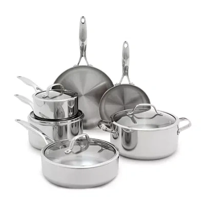 Green Pan Greenpan Valencia Pro Stainless Steel Uncoated 10-pc. Cookware Set In Silver