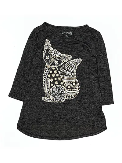 Pre-owned Green Soda Kids' 3/4 Sleeve Top Black Scoop Neck Tops