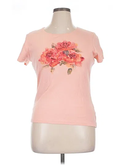 Pre-owned Green Source Short Sleeve Top Pink Crew Neck Tops