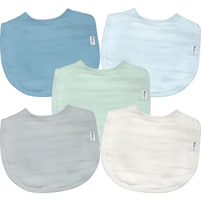 Green Sprouts 5-pack Organic Cotton Muslin Baby Bibs In Blue