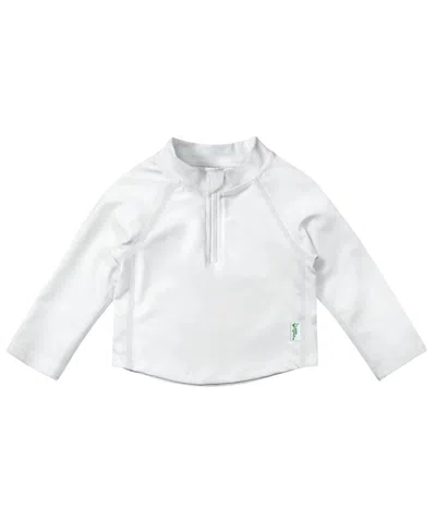 Green Sprouts Baby Boys And Girls Long Sleeve Zip Rashgaurd Shirt In White
