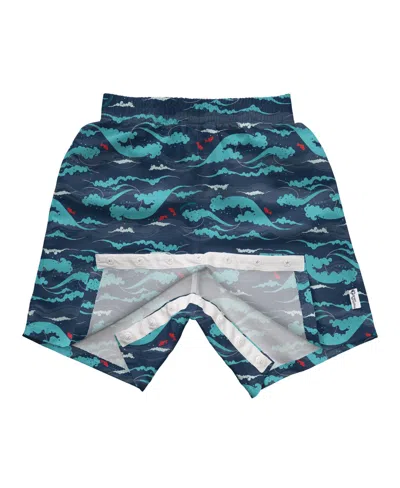 Green Sprouts Baby Boys Lightweight Easy Change Swim Trunks In Navy Tidal Waves