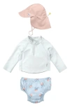 Green Sprouts Babies'  Long Sleeve Two-piece Rashguard Swimsuit & Sun Hat Set In Light Blue Jellyfish