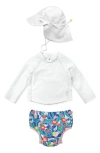 Green Sprouts Babies' Long Sleeve Two-piece Rashguard Swimsuit & Sun Hat Set In Window Floral