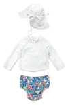 Green Sprouts Babies'  Long Sleeve Two-piece Rashguard Swimsuit & Sun Hat Set In Window Floral