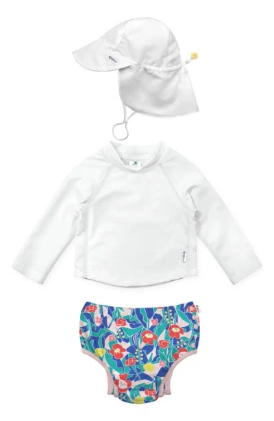 Green Sprouts Long Sleeve Two-piece Rashguard Swimsuit & Sun Hat Set In Window Floral
