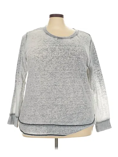 Pre-owned Green Tea Long Sleeve Top Silver Crew Neck Tops