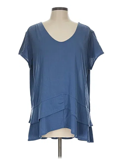 Pre-owned Green Tea Short Sleeve Top Blue Scoop Neck Tops