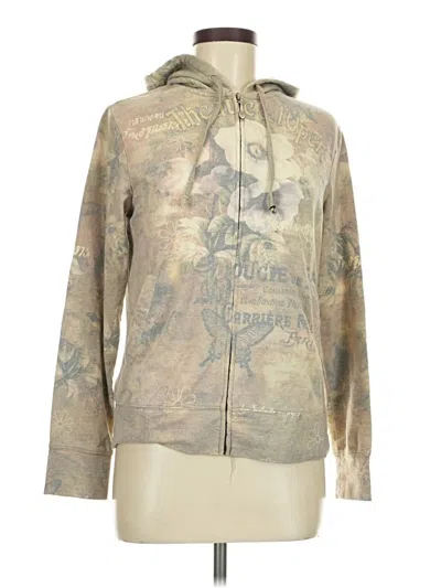 Pre-owned Green Tea Zip Up Hoodie In Gold