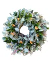 Greenishblu Eucalyptus, Ruscus, Baby Blue Eucalyptus And Oranges Fresh Spring Wreath, 20" In No Color