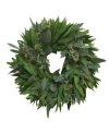 Greenishblu Fresh Seeded Eucalyptus, Bay Leaf And Rosemary Wreath, 20" In Green