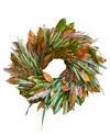 Greenishblu Fresh Real Magnolia, Sorghum, Pampas And Wheat Wreath In No Color