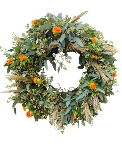 Greenishblu Fresh Real Seeded, Safflower And Pampas Wreath In No Color